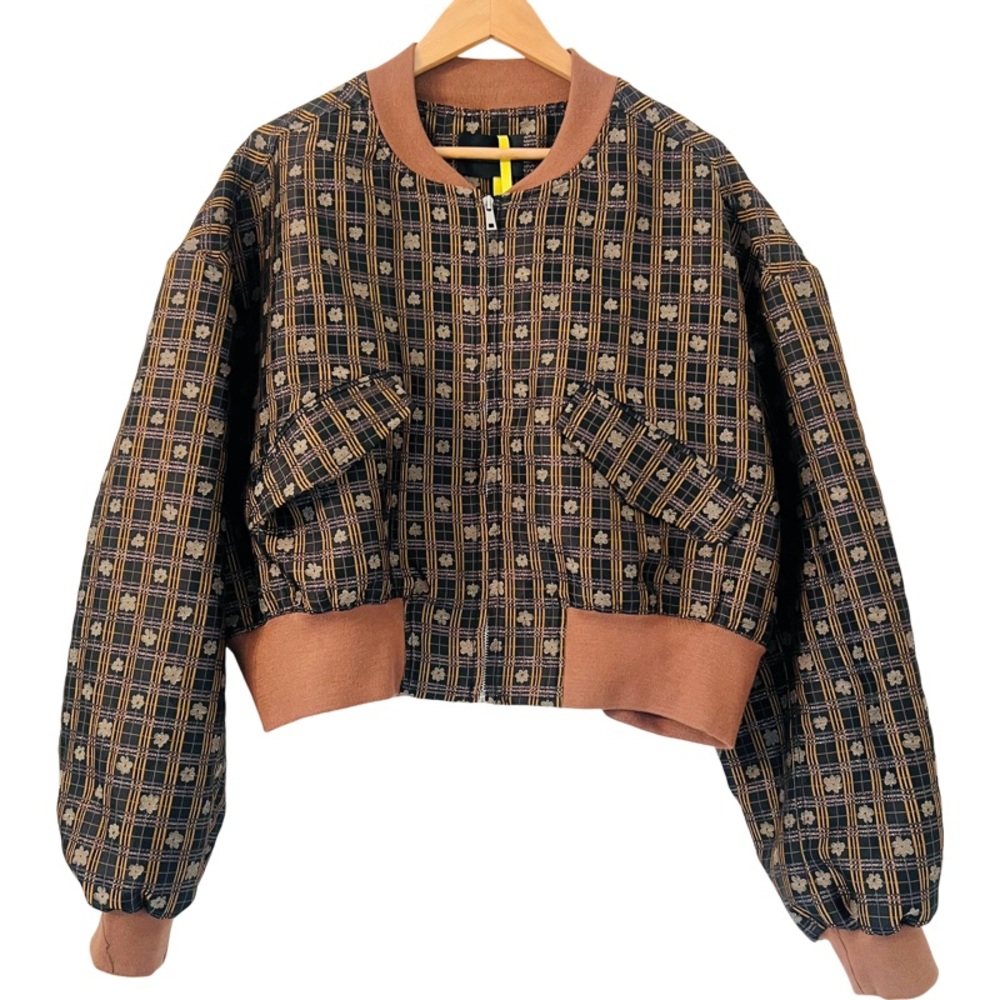 Plaid Bomber Jacket - Brown